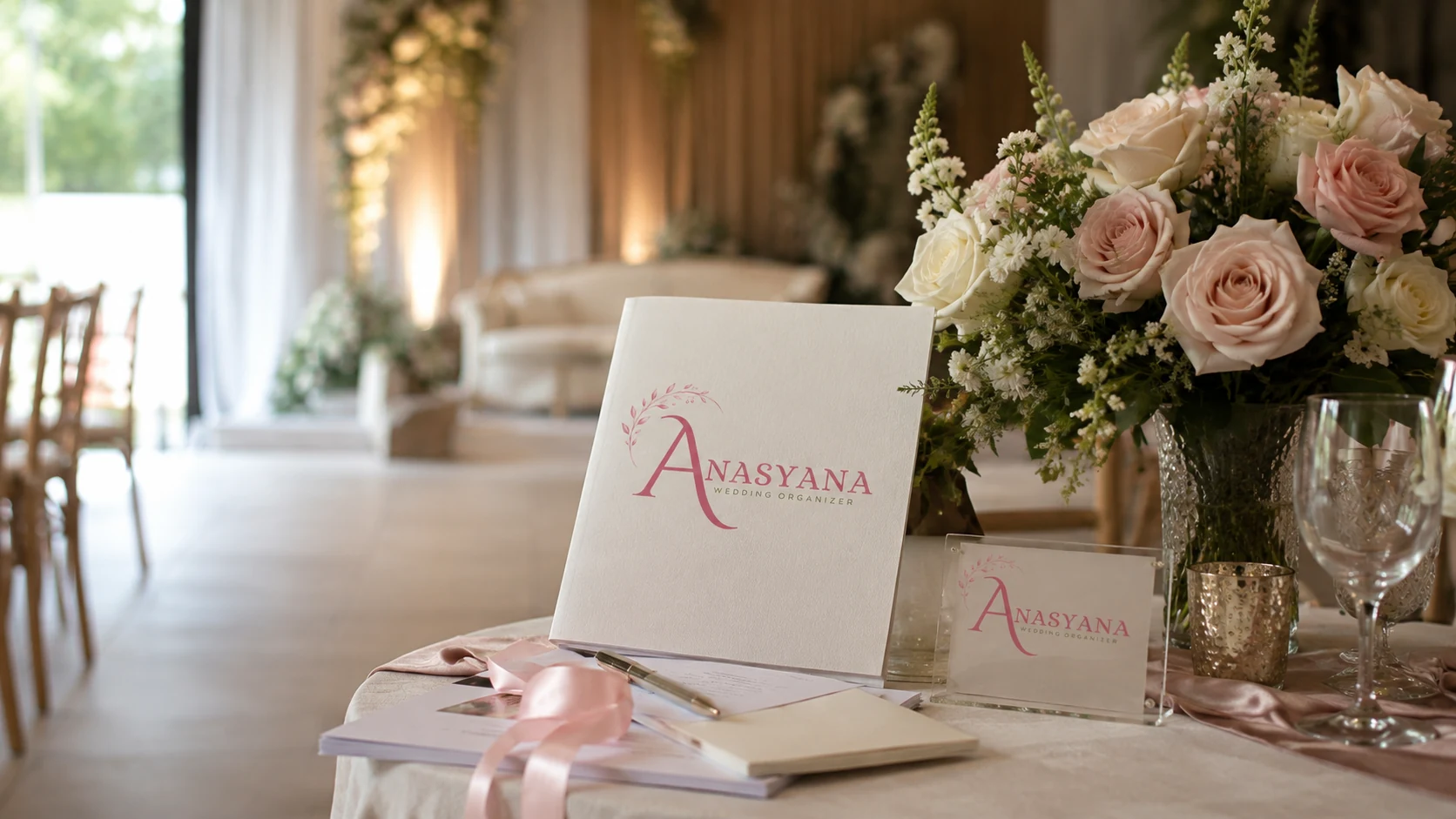 Gambar untuk hero wedding Anasyana dengan nuansa dekorasi soft rose